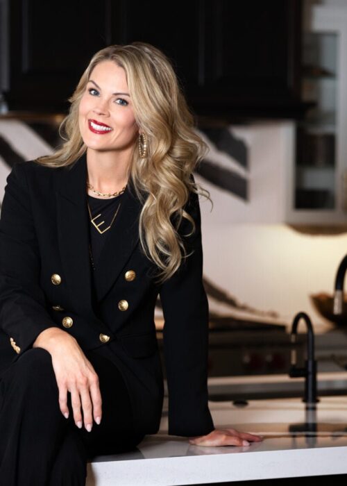 Professional headshot for business of realtor Erika Adornetto in black jacket - Professional Columbus Photographer - Desired Focus Photography