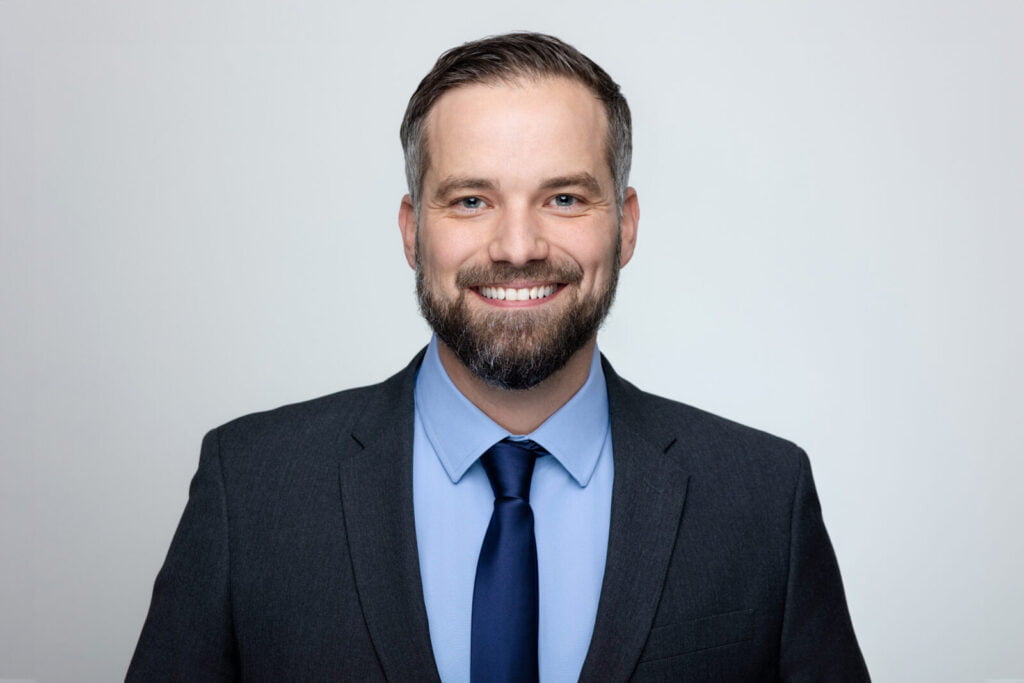 Professional headshot for business of smiling man - Professional Columbus Photographer - Desired Focus Photography