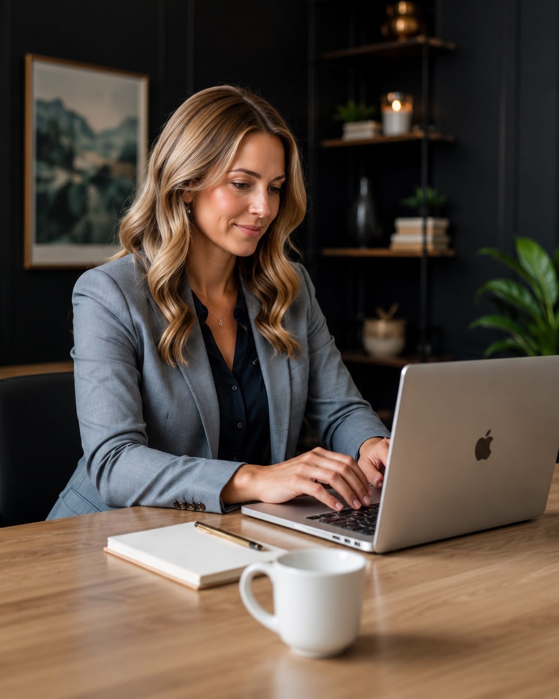Business branding photography businesswoman at laptop working